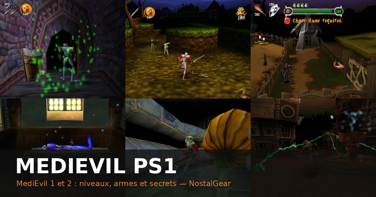 MediEvil PS1: MediEvil 1 and 2, all levels, weapons and secrets